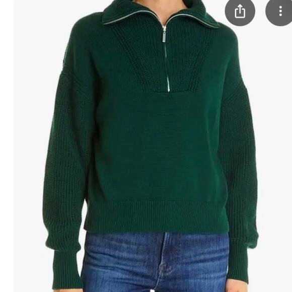 La Ligne womens medium knit Green Cowl Neck Sweater with Ribbed Texture - Picture 1 of 11
